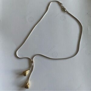 Luxury Sterling Silver and 14K Gold Teardrop Lariat Choker Necklace